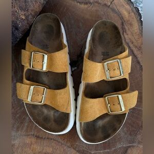 Birkenstock Papillio Amber Sandals with Chunky Sole and Buckle Closures